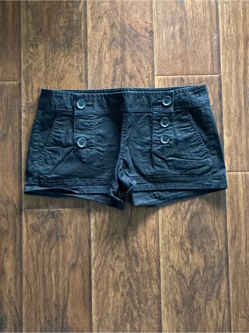 Express Black High-Waist Button-Front Shorts